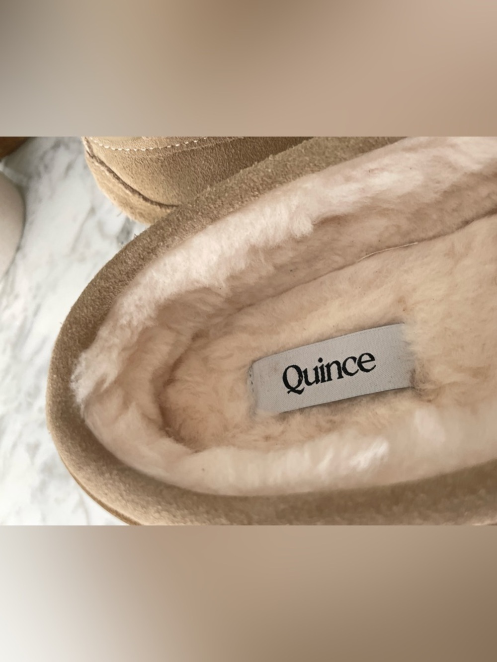 Quince Australian Shearling Moccasin Slipper Tan Suede Size 10 - Picture 8 of 12